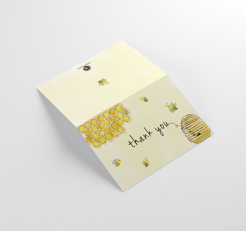 Bumble Bee Thank You Cards w/ White Envelopes, Blank Inside, 25 Count, Made in the U.S.A